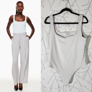 Babaton White Square Neck Contour Tank Bodysuit
